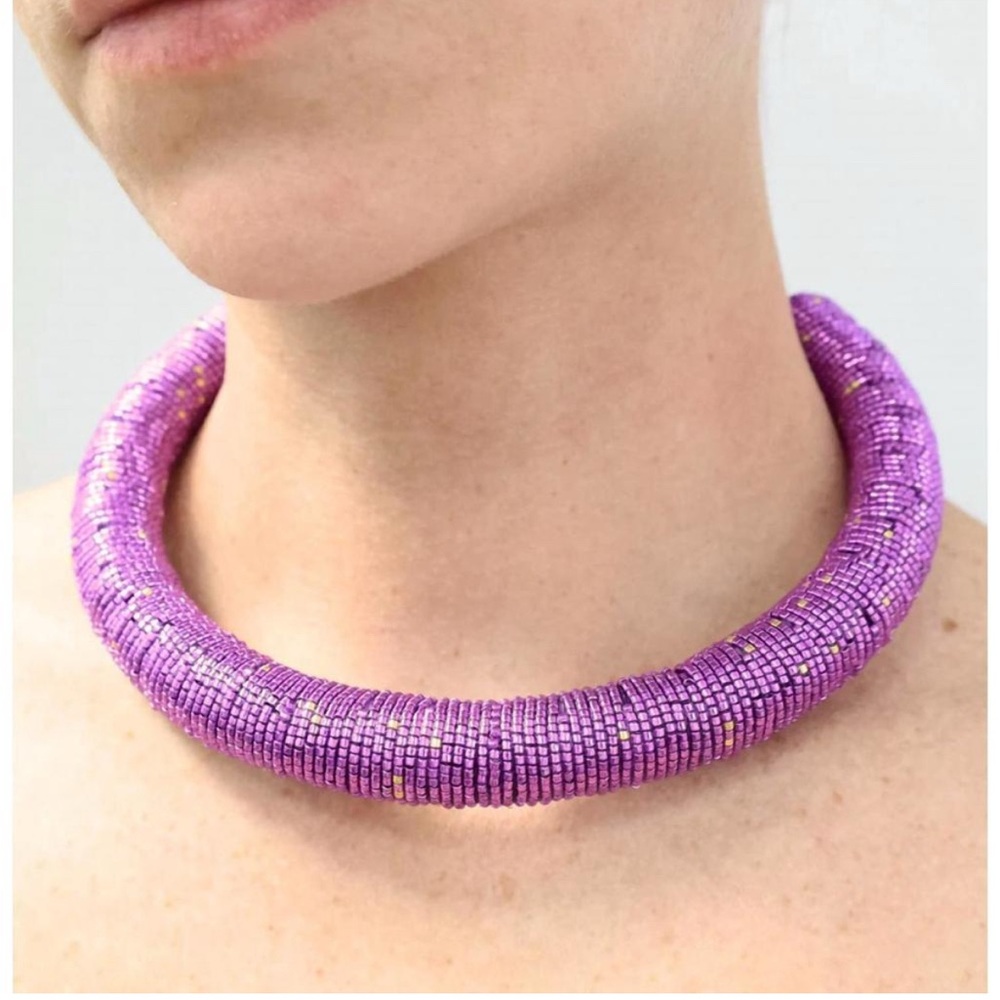 Susana Vega Corale Violet Purple Beaded Necklace